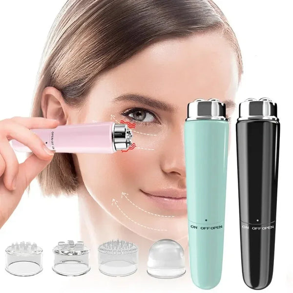 Massageador Facial 4 em 1 com Microvibração – Reduz Olheiras, Bolsas e Inchaço nos Olhos